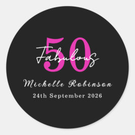 Modern 50th Birthday 50 and Fabulous Party Runder Aufkleber
