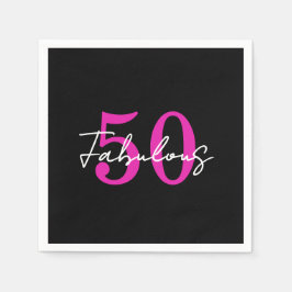 Modern 50th Birthday 50 and Fabulous Party Serviette