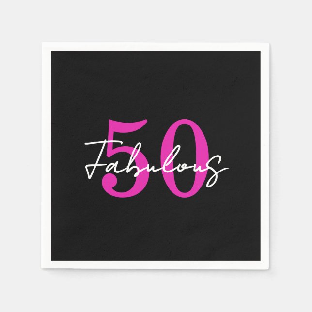Modern 50th Birthday 50 and Fabulous Party Serviette (Vorderseite)