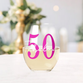 Modern 50th Birthday 50 and Fabulous Party Weinglas Ohne Stiel