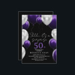 Modern 50th Birthday Black White Purple Balloons Einladung<br><div class="desc">Modern black and purple with silver invitation Template is perfect for stylish birthday party. Elegant-minimalistic themed invite is full of fun and modern design elements,  elegant calligraphy and modern fonts. Birthdays are special days,  and this invite can help it make a memorable for friends.</div>