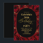 Modern 50th Birthday Elegant Black Gold Floral Einladung<br><div class="desc">Modern black and red with gold birthday invitation template is perfect for stylish birthday party. Elegant-minimalistic themed invite is full of fun and modern design elements,  elegant calligraphy and modern fonts. Birthdays are special days,  and this invite can help it make a memorable for friends.</div>