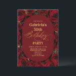 Modern 50th Birthday Elegant Burgundy Gold Floral Einladung<br><div class="desc">Modern black and red with gold birthday invitation template is perfect for stylish birthday party. Elegant-minimalistic themed invite is full of fun and modern design elements,  elegant calligraphy and modern fonts. Birthdays are special days,  and this invite can help it make a memorable for friends.</div>