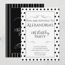 Modern 50th Birthday Party Black and White