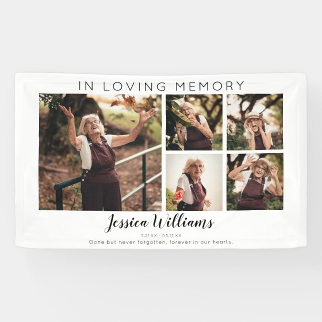 Modern 5 Foto Collage Memorial Banner (Horizontal)