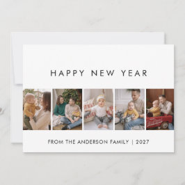 Modern 5 Photo Collage New Year Cheer Feiertagskarte