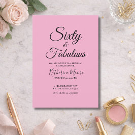 Modern 60and Fabulous Pink 60th Birthday Party Einladung