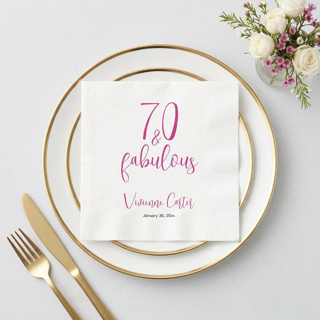 Modern 70 und Fantastisch Name Datum 70. Geburtsta Serviette (Modern 70 and Fabulous Name Date 70th Birthday Party Paper Napkins)