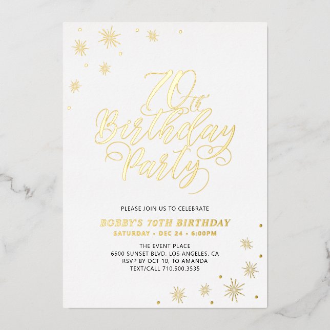 Modern 70th Birthday Party Real Foil Invitation Folieneinladung (Vorderseite)