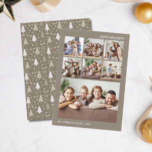 Modern 7 Family Foto Collage Weihnachten Taupe