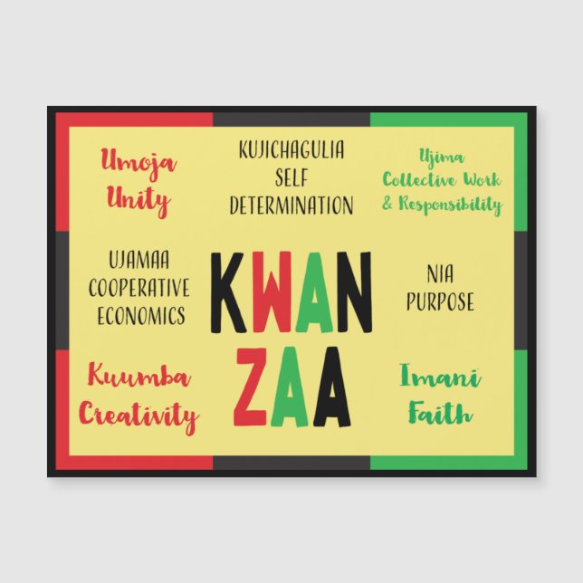  Modern 7 Principles Green Black Kwanzaa Magnetkarte (Vorderseite)