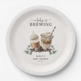 Modern 'a Baby is Brewing' Coffee Baby Shower Pappteller