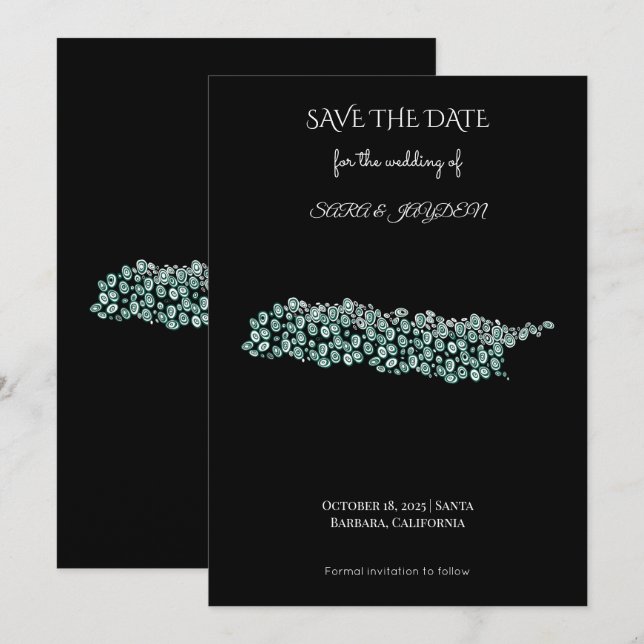 Modern Abstract Art – White Line Circle Design Save The Date (Vorne/Hinten)