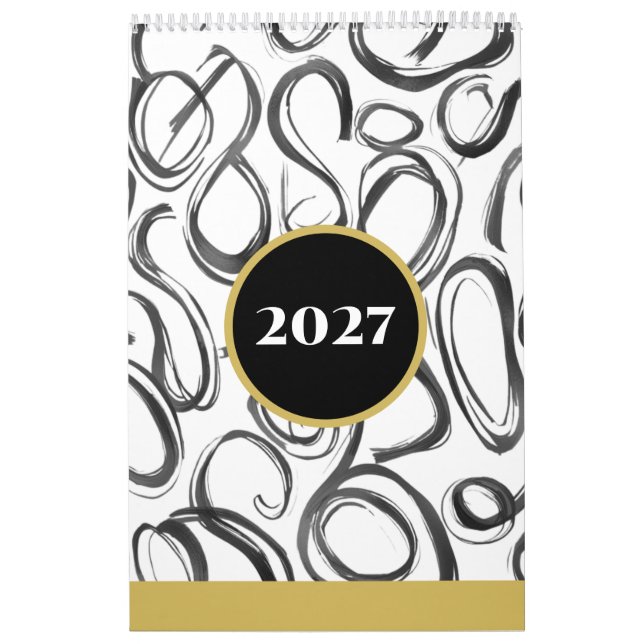 Modern Abstract Black Gold 2027 Wall Calendar Kalender (Titelbild)