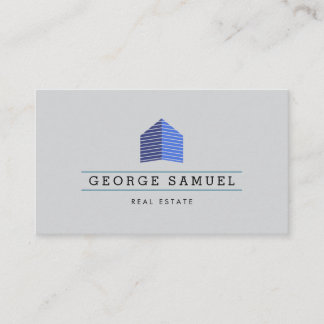 Modern Abstract Blue Home Logo Realtor Ash Black  Visitenkarte