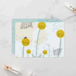 Modern Abstract Botanical Yellow Billy Button Einladung
