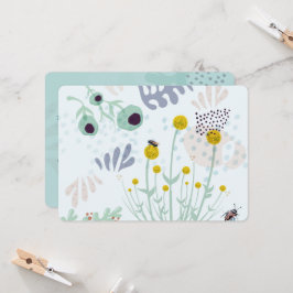 Modern Abstract Botanical Yellow Billy Button Einladung