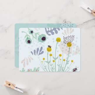 Modern Abstract Botanical Yellow Billy Button Einladung