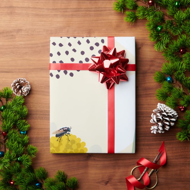 Modern Abstract Botanical Yellow Billy Button Geschenkpapier (Feiertagsgeschenk)