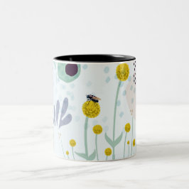 Modern Abstract Botanical Yellow Billy Button Zweifarbige Tasse
