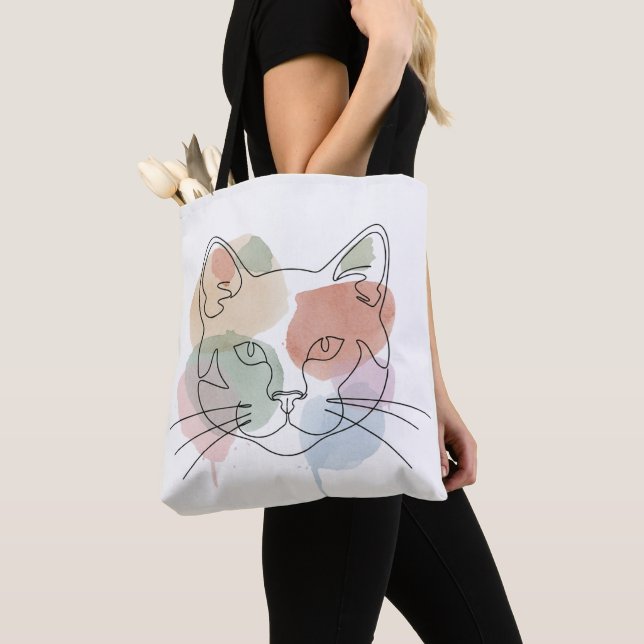 Modern Abstract Cat Face Tote Bag (De près)