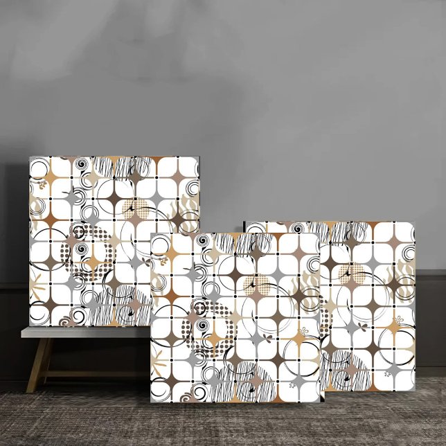 Modern Abstract Circles and Stars in Gold and Bron Fliese (Von Creator hochgeladen)