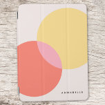 Modern Abstract Circles Red Yellow Pink Minimalist iPad Air Hülle<br><div class="desc">A modern abstract design featuring 2 overlayed circles in yellow and red with a pink overlap. The design features a contemporary typography name or monogram which can easily be customized for a design as unique as you are!</div>