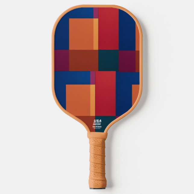 Modern Abstract Color-Block Squares Pickleball  Schläger (Vorderseite)