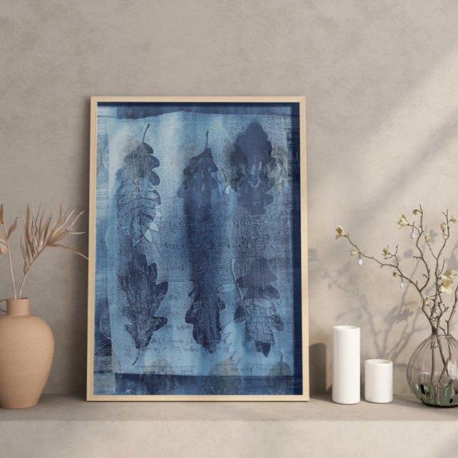 Modern Abstract Cyan Blue Botanical  Poster (Von Creator hochgeladen)