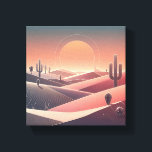 Modern Abstract Desert Landscape - Geometric Sunse Leinwanddruck<br><div class="desc">A captivating minimalist landscape featuring stylized sand dunes and Saguaro cacti under a large, glowing geometric sun. The design uses a sophisticated palette of dusty rose, terracotta, and slate blue, with clean topographic lines adding a sense of texture and depth. This contemporary desert-chic artwork is perfect for adding a warm,...</div>