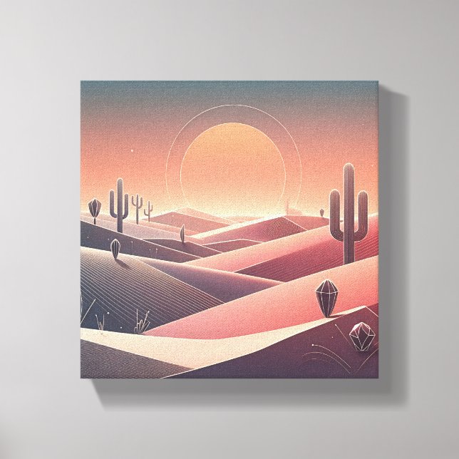 Modern Abstract Desert Landscape - Geometric Sunse Leinwanddruck (Vorderseite)