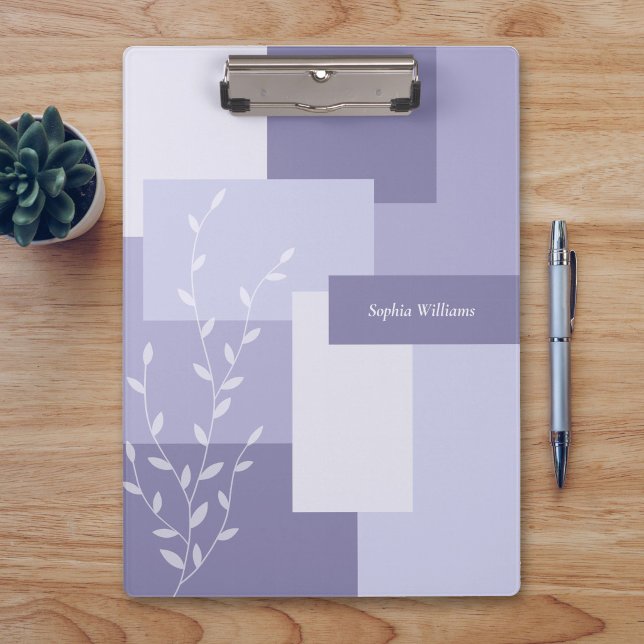 Modern Abstract Dusty Purple White Leaf Clipboard Klemmbrett (Von Creator hochgeladen)