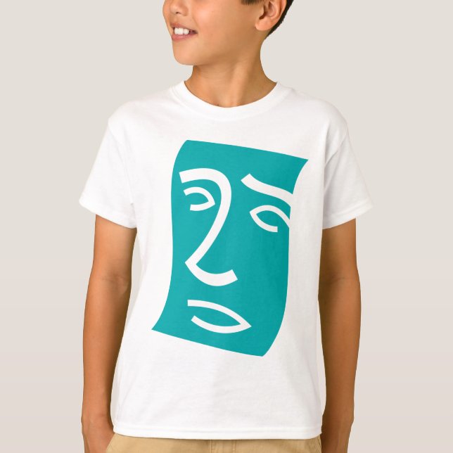 Modern Abstract Face Line Art Teal T-Shirt (Vorderseite)
