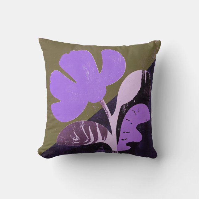 Modern Abstract Floral Accent Pillow Kissen (Vorderseite)