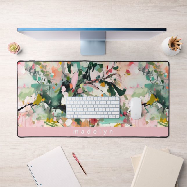 Modern Abstract Floral Botanical Personalized Schreibtischunterlage (Büro 1)