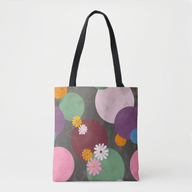Modern Abstract Floral Circles Tote Bag Tasche (Vorderseite)