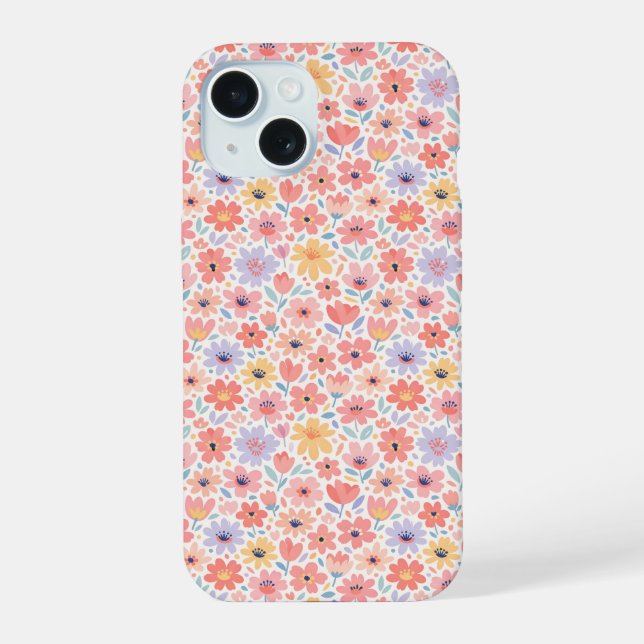 Modern Abstract Floral Pattern iPhone 15 Hülle (Rückseite)
