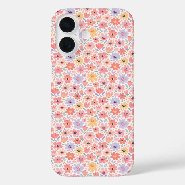 Modern Abstract Floral Pattern iPhone 16 Hülle (Rückseite)