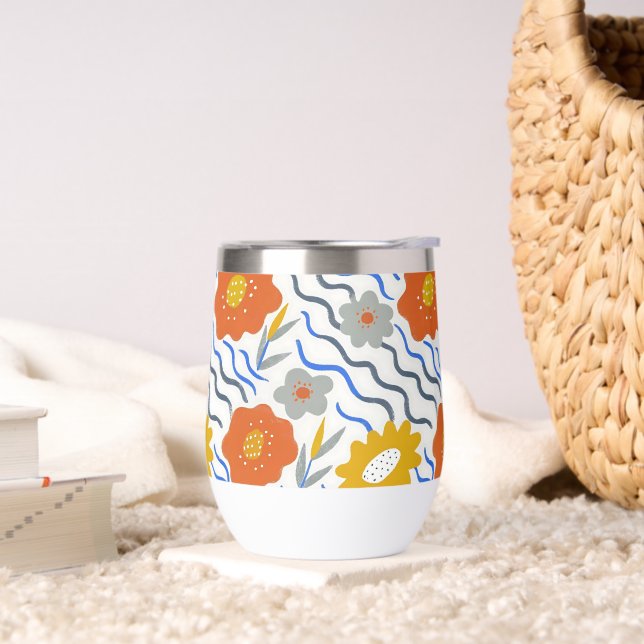 Modern Abstract Flowers Boho Wavy (Wohnzimmer)