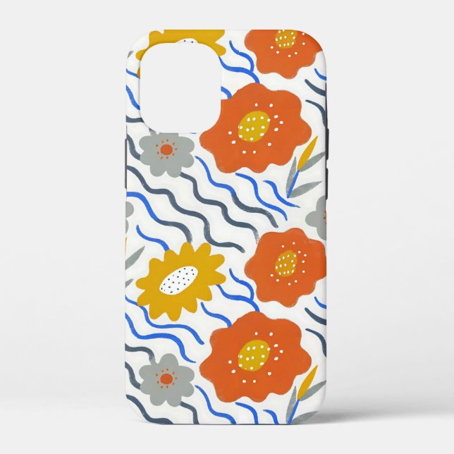 Modern Abstract Flowers Boho Wavy Case-Mate iPhone Hülle (Rückseite)