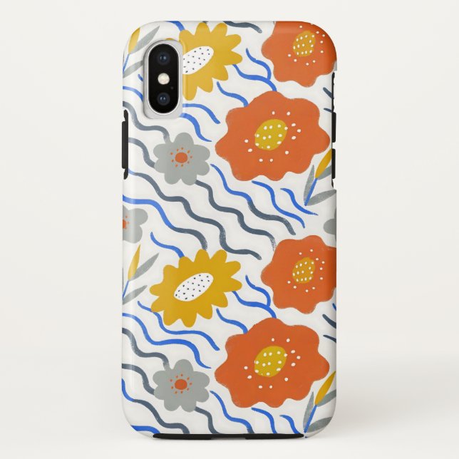 Modern Abstract Flowers Boho Wavy Case-Mate iPhone Hülle (Rückseite)
