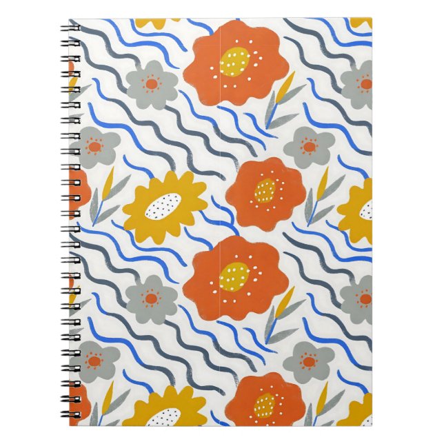 Modern Abstract Flowers Boho Wavy Notizblock (Vorderseite)