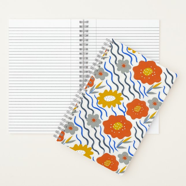 Modern Abstract Flowers Boho Wavy Notizbuch (Innen)