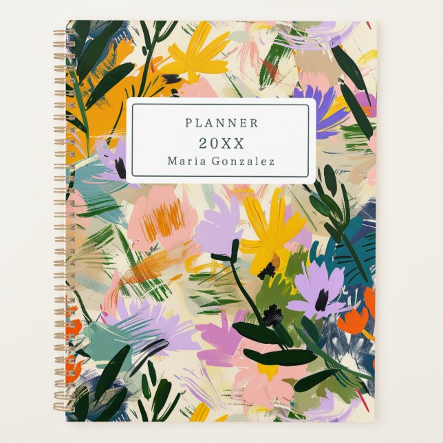 Modern Abstract Flowers Custom 2025 Weekly Planner (Devant)