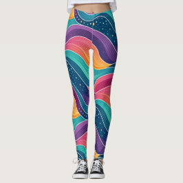 Modern Abstract Fluid Waves Seamless Pattern Leggings