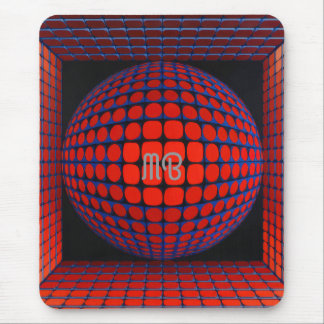 Modern Abstract Geometric Black Red Blue Pattern Mousepad