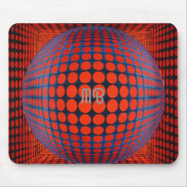 Modern Abstract Geometric Black Red Blue Pattern Mousepad
