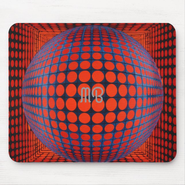 Modern Abstract Geometric Black Red Blue Pattern Mousepad (Vorne)