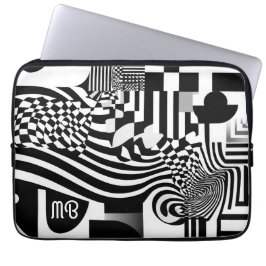 Modern Abstract Geometric Black White Pattern 13" Laptopschutzhülle