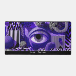 Modern Abstract Geometric Black White Purple Art Schreibtischunterlage